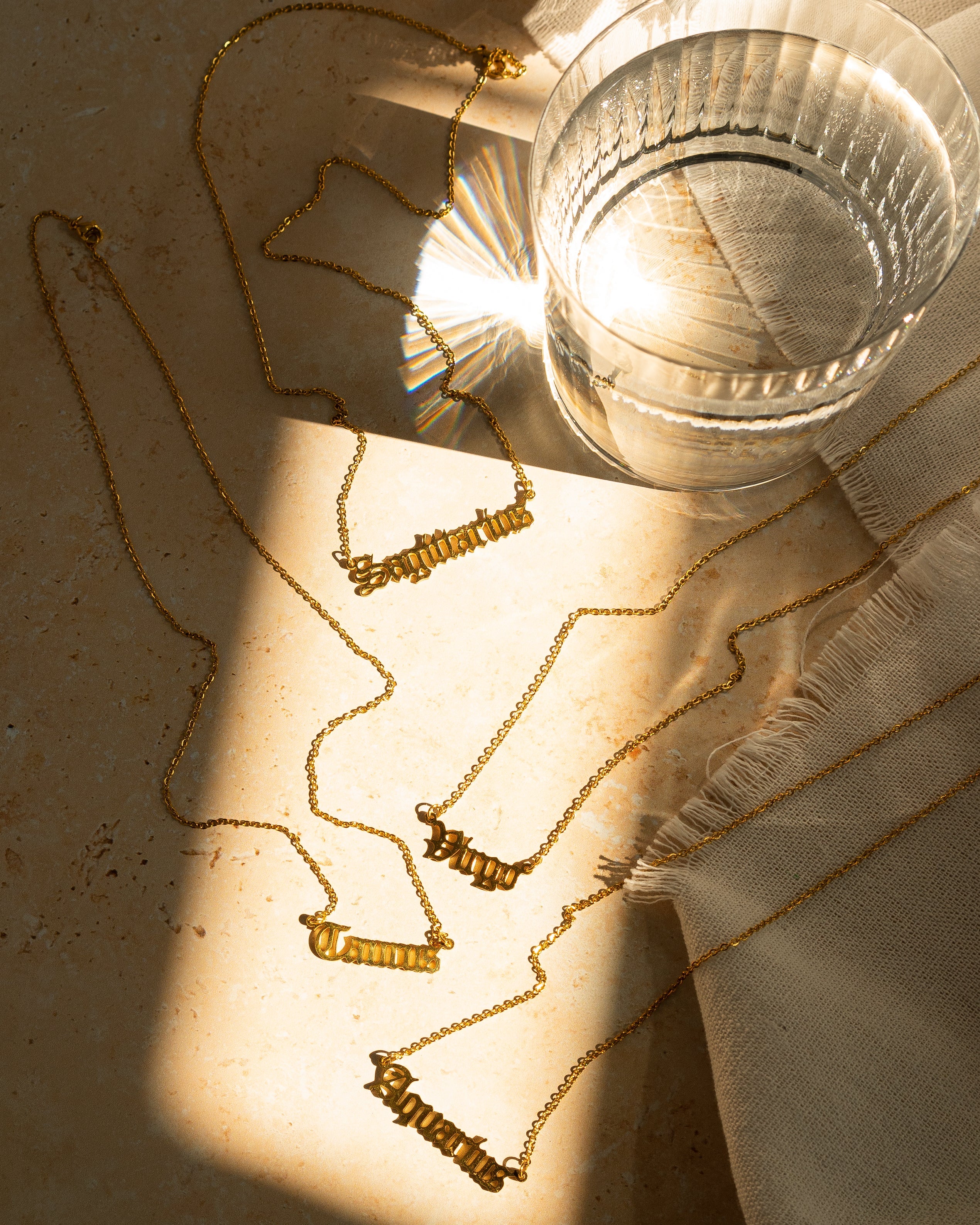 Pisces Zodiac Nameplate Necklace